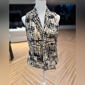 J Brand Black and Cream Women's Vest